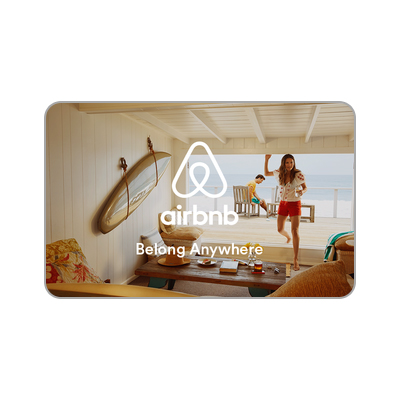 AIRBNB<sup>&reg;</sup> $400 Gift Card - Amazing places to stay and things to do, all around the world. The perfect getaway—everything from lakeside cabins to secluded beach houses to apartments in the heart of the city. Immersive Experiences, from guided tours to lessons to tastings, led by local experts.